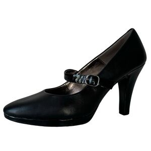 Sofft Rieta Black Leather Mary Jane Platform Heel Patent Leather Women's Size 10